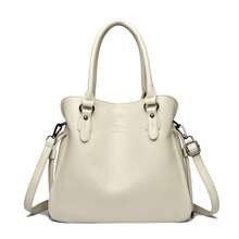 New Fashion Vintage Minimalist Women's Shoulder Tote Bag, Large Capacity Textured Handbag, Elegant Versatile Crossbody Bag - White - View 10