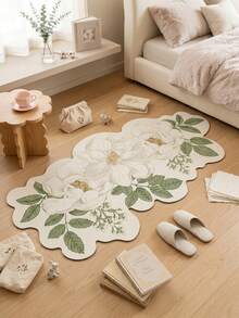 1 pieza Alfombra de baño con patrón floral dorado, alfombra de baño, felpudo, alfombra pequeña, alfombra, alfombra de piso, decoración del hogar, alfombra de área, alfombra de exterior, alfombra de dormitorio, alfombra lavable - Multicolor - Ver 3