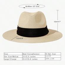 Sombrero de paja de ala ancha para mujer Lanzom, estilo Panamá, enrollable, para playa, con protección solar UPF50+ - Rojo - Ver 2