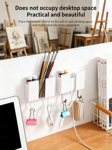 1pc Wall-Mounted Remote Control Holder, No-Drill Self-Adhesive, TV/Air Conditioner Remote Storage, Bedside Phone Stand, Multi-Functional Home & Office Organizer, Gift School Supplies - Style 1 - View 4