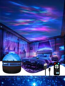 LED燈 USB供電極光投影夜燈 - ABS塑料材質，適用於星空燈，附遙控器，極光效果，適合臥室、客廳、辦公室裝飾，聖誕節、生日派對、家庭劇院完美選擇 - 營造溫馨氛圍，星空設計，高品質投影，裝飾照明，活動企劃，房間裝飾，臥室裝飾 - 彩色 - 查看 6
