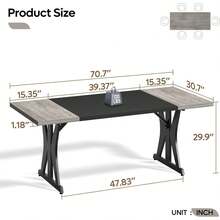Bestier 70 Inch Large Executive Desk, Modern Simple Computer Office Desk With Thickened Desktop, Wood Metal Conference Room Table For Home Office, Business & Writing, Grey - Grey - View 8