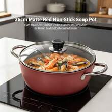 Household Non-Stick Soup Pot, Steaming And Stewing All-In-One Pot, Double Handles, Suitable For Frying, Stir-Frying, Cooking Noodles, Making Porridge, And Cooking On Induction Cookers Or Gas Stoves. - View 9