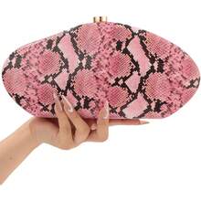 Bolso de mano de piel sintética desmontable con cadena para hombro y noche, bolso de mano para mujer, formal, boda, fiesta, baile de graduación - Una serpiente Pu rosa - Ver 3