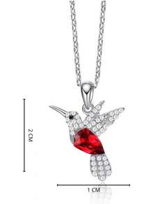 Mayfer |   Collar de plata esterlina .925 para mujer con dije de colibrí decorado con cristal aústriaco - Morado - Ver 3