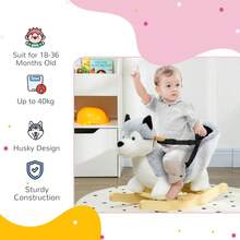 Rocking Horse, Husky-Designed Plush Rocking Animal, With Sounds, Seatbelt, Ages 18-36 Months - - 1 - View 5