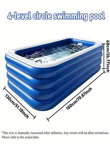 Piscina inflable circular grande, piscina clásica de lujo azul y blanca, disponible en capas ovaladas 2/3/4, múltiples tamaños disponibles, piscina familiar de PVC reforzado, piscina grande para fiestas al aire libre y juegos de verano, plegado y almacenamiento convenientes - Precio promocional - Ver 15