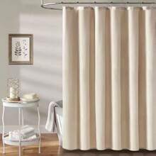 1pc Thickened Waterproof Shower Curtain, Beige Shower Curtain - Thickened Quick-Dry Fabric, Bathroom Privacy & Decoration - Beige - View 3