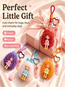 Nai Fu Doll Pendant Cartoon Fluffy Girl Keychain Pendant Women's Bag Charm Small Gift Key Ring Car Key Decoration Pendant Accessory - Multicolor - View 4