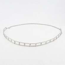 Cadena de Cintura Plateada de Una Sola Capa para Mujer con Hebilla de Anillo Rectangular, Combinación Universal con Jeans (D 1) - D - Ver 3