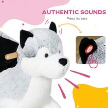 Rocking Horse, Husky-Designed Plush Rocking Animal, With Sounds, Seatbelt, Ages 18-36 Months - - 1 - View 4
