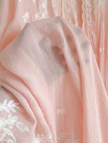 IROJEFF 1pc Elegant Floral Pattern Bohemian Style Embroidered Split Shawl Kimono Sarong For Women, Spring/Summer Outerwear, Beach Vacation Sun Protection, Embroidered Cardigan, Fashionable Versatile Lightweight Luxury Decor, Suitable For Daily Matching, Gift Choice - Pink - View 5