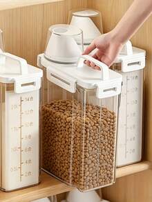1個加厚塑料密封寵物食品儲存桶，防潮防蟲穀物儲存罐，透明乾狗糧貓糧零食儲存盒，多用途家用米、種子、麵粉容器，附易鎖密封蓋 - 2.5L - 查看 5