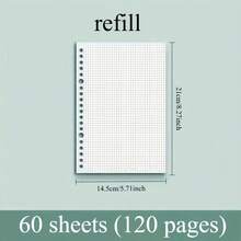 1pc A5 Grid Notebook, 120 Pages, Perforated Pages, Removable Spiral Binding, PVC Cover, Daily Office Supplies, Perfect Gift Choice, Minimalist Style, Music Elements, Replaceable Core. - 120 Pages - View 6