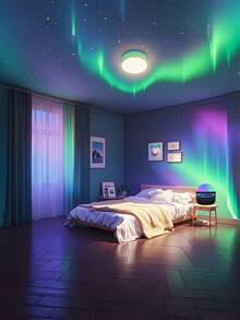LED燈 USB供電極光投影夜燈 - ABS塑料材質，適用於星空燈，附遙控器，極光效果，適合臥室、客廳、辦公室裝飾，聖誕節、生日派對、家庭劇院完美選擇 - 營造溫馨氛圍，星空設計，高品質投影，裝飾照明，活動企劃，房間裝飾，臥室裝飾 - 彩色 - 查看 7