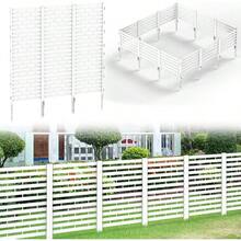 Fence Privacy Screen 12 Pack Garden Fence Panels Plastic Dog Fence Outdoor No Dig Fencing With Stakes Conditioner Trash Can Pool Equipment Enclosure Outside Backyard Patio, White - White - View 2