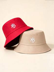 1 pieza Sombrero de cubo bordado NY unisex, protección solar, transpirable, nuevo estilo versátil, adecuado para ocio al aire libre y protección solar - Multicolor - Ver 8