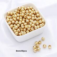 必備 20 & 120顆 2-8mm 真 18K鍍金銅隔珠，不褪色圓形散珠，DIY手鍊與項鍊串珠材料，適合女性 - 鍍金圓珠 - 查看 9