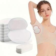 Unisex Anti-Sweat Pads - Invisible Shirt Collar Protector, Single-Use Underarm Pads, Suitable For Men And Women, White And Light Blue, Casual Wear, Absorbent, Asymmetrical Design, Durable Material - White - View 2