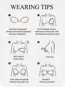 1/2Pcs Self Adhesive Push Up Silicone Bra, Strapless Reusable Breast Pads For Party Dress, Size Runs Small, Order One Size Up (Note: The Adhesive Is Not Very Strong, Too Strong Adhesive Is Not Friendly To The Breasts) - Apricot - View 11