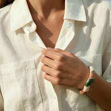 ORNAPEADIA 1 buah Gelang Bangle Terbuka Enamel Marmer Bergelombang Vintage, Aksesori Pergelangan Tangan Retro Nuansa Emas yang Dipersonalisasi untuk Wanita - SZ60884-7 - View 4