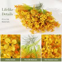 48 PCS Artificial Fall Flowers For Outdoor Decoration, UV-Resistant Yellow Faux Silk Plastic Flowers For Halloween Thanksgiving Porch, Patio, Garden, Window Box - Multicolor - View 3
