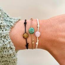 3 Stücke (1 Set), Boho Ozean Aura Armbänder Set, Schutzarmband, Urlaubsarmbänder, verstellbares Kordelarmband, asymmetrische Steinform, Geschenk für Frauen - bunt - Übersicht 2