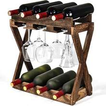 3-IN-1 Countertop Wine Rack With Glass Holder – Store 8 Bottles, 6 Stemware Glasses And Wine Tools | Durable Wooden Wine Bottle Holder | Elegant Home Decor For Kitchen, Dining, And Living Room - 1 - View 8