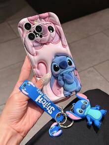 Disney Lilo And Stitch Phone Case : 3D Fluffy Pattern Border Protector Phone Soft Phone Case With A Free Cute Stitch Bracelet Chain Lanyard, Stitch, Lilo, Angel, For Apple 17 Promax 17 Pro 16 15 14 13 12 11 Pro Max XS Max X XR Soft Cover Summer Phone Case - 白色 - 查看 3