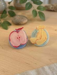 1PC Ins Style Fresh Fruit Oil Painting Banana Apple Pear Magnetic Holder, Suitable For All MagSafe Phone Airbag Holders, Is A Portable And Practical Phone Case Accessory, Compatible With IPhone 11/12/13/14/15/16/17 Models, As Well As Various Apple And Android Phone Cases. It Is A Thoughtful Gift For Birthdays, Anniversaries, Spring And Summer Holidays, And For Family And Friends. - Multicolor - View 3