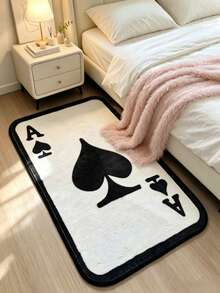 1pc White Rug, Playing Card Theme, Party Photo Prop, Decorative Carpet, Bedroom Decor, Small Rug, Carpet, Home Decor, Living Room Carpet, Small Living Room Rug, Bedroom Rug, Living Room Home Decor, Outdoor Rug, Washable Rug - Multicolor - View 2