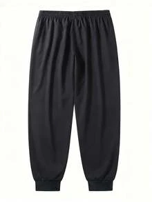 Men's Plus Size Thin Summer Jogger Pants, Casual Jogging Long Pants With Drawstring Elastic Waist, Pockets And Zipper Design - Black - View 3