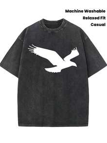 desgastado, con diseño estampado.| Corte holgado, cuello redondo informal, manga corta, adecuado para todas las estaciones, lavable a máquina - un imprescindible para Navidad y todo el año. - Negro - Ver 1