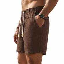 Set Of 3 Premium Linen Shorts For Men - Luxury Beachwear - 灰色 - 查看 6