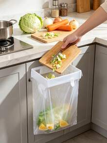 1pc Kitchen Cabinet Door Hanging Trash Bag Holder, Foldable Garbage Bag Rack, Suitable For Dorm Bathroom, Used For Kitchen Waste Disposal And Space-Saving Cleaning - Multicolor - View 3