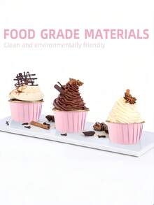 100/50/10 piezas Tazas de postre para pastel doradas con rosa, superficie lisa resistente al calor con diseño de borde enrollado, tazas para muffins/pasteles, adecuadas para bodas, graduaciones, fiestas de cumpleaños, herramientas de horneado/utensilios de cocina, moldes de papel rosa para pasteles - Rosa - Ver 9