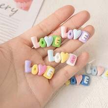 10/20/30入組隨機DIY "LOVE"字母高分子樹脂平貼裝飾，卡通耳環製作，髮飾，文具工藝品，手機殼，鑰匙圈，玻璃杯，冰箱磁材料，隨機顏色，7月4日耳環，珠串手鍊，貝殼項鍊，美國彩琺瑯徽章（7月4日），萬聖節 - 彩色 - 查看 11