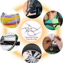 100pcs Self-Locking Cable Tie Set - Adjustable, Self-Locking, Waterproof, Anti-Slip, Scratch-Resistant, Bend-Resistant, Suitable For Indoor/Outdoor, Home, Office, Gardening And Outdoor Cable Management. Durable Nylon Cable Ties, Multiple Sizes Available - 100 Pieces Of Black - View 6