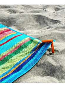 1pc 4pcs Plastic Outdoor Picnic Mat Windproof Fixing Clips, All-In-One Ground Stakes Towel Clips, Beach Towel Anti-Slip Anti-Slip Clips, Camping Yard Lawn Sunshade Fabric Fixing Tool - Multicolor - View 3