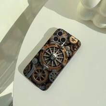 Funda para iPhone 17/16/15/14/13/12/11 Pro Max/16Plus/XS con Diseño de Engranajes Mecánicos, Funda Protectora Suave Negra, Personalizada, Creativa, Anti-caídas, de Borde Completo, a la Moda - z8 - Ver 6