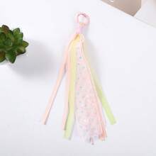 1pc Back To School Daily Macaron Color Sequin Mesh Ribbon Tassel Keychain, Multi-Color Ring Backpack Bag Pendant - Multicolor - View 13