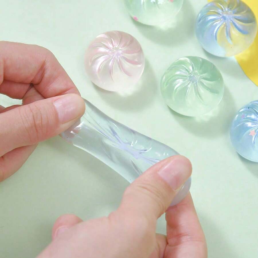 1 Bag Cute Squeeze Toy, Gently Held In The Palm, Featuring Translucent Texture And Soft Gradient Colors Including Pale Purple, Light Blue, Cream White And Other Dreamy Tones, With Exquisite Radial Pleats Carved On The Surface To Mimic The Shape Of Real Buns, Soft And Elastic Touch, Slowly Rebounds After Pressing, Providing An Excellent Stress Relief Experience - Multicolor - View 1