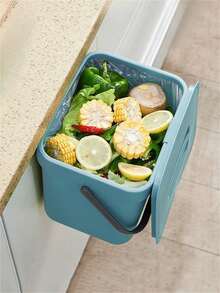 1pc Multi-Function Trash Can, 3L/0.79 Gal Hanging Trash Can, Convenient Kitchen Trash Can, 2-In-1 Wall-Mounted Trash Can, High-Quality Compost Bin, Office Trash Can, Home Supplies, Kitchen Accessories - Multicolor - View 3