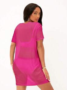SYCAMORETREETECHNOLOGYMX Sheer Mesh Off-The-Shoulder Dress - Blanco - View 8