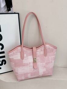 Bolso de gran capacidad para mujer, nuevo bolso tote de hombro versátil y de moda para ir al trabajo - Rosa - Ver 6
