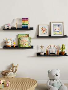 1 pieza Estantería de pared práctica, estantería decorativa de almacenamiento montada en la pared, estantería colgante de pared para TV, estantería de tablero de una sola pieza, estantería de pared para sala de estar, dormitorio, mesita de noche - Ver 6