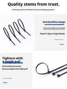 100pcs Self-Locking Cable Tie Set - Adjustable, Self-Locking, Waterproof, Anti-Slip, Scratch-Resistant, Bend-Resistant, Suitable For Indoor/Outdoor, Home, Office, Gardening And Outdoor Cable Management. Durable Nylon Cable Ties, Multiple Sizes Available - 100 Pieces Of Black - View 8