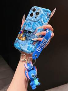 Disney Lilo And Stitch Phone Case : 3D Fluffy Pattern Border Protector Phone Soft Phone Case With A Free Cute Stitch Bracelet Chain Lanyard, Stitch, Lilo, Angel, For Apple 17 Promax 17 Pro 16 15 14 13 12 11 Pro Max XS Max X XR Soft Cover Summer Phone Case - 白色 - 查看 4