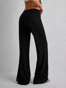 Women's Solid Color Casual Versatile Daily Wear Pants - Black - View 7