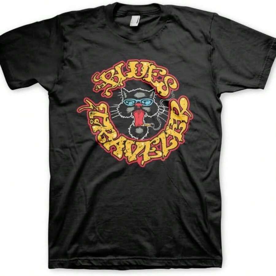 Blues Traveler Men's Circle Cat Logo T-Shirt Officially Licensed Merchandise - Black - View 1